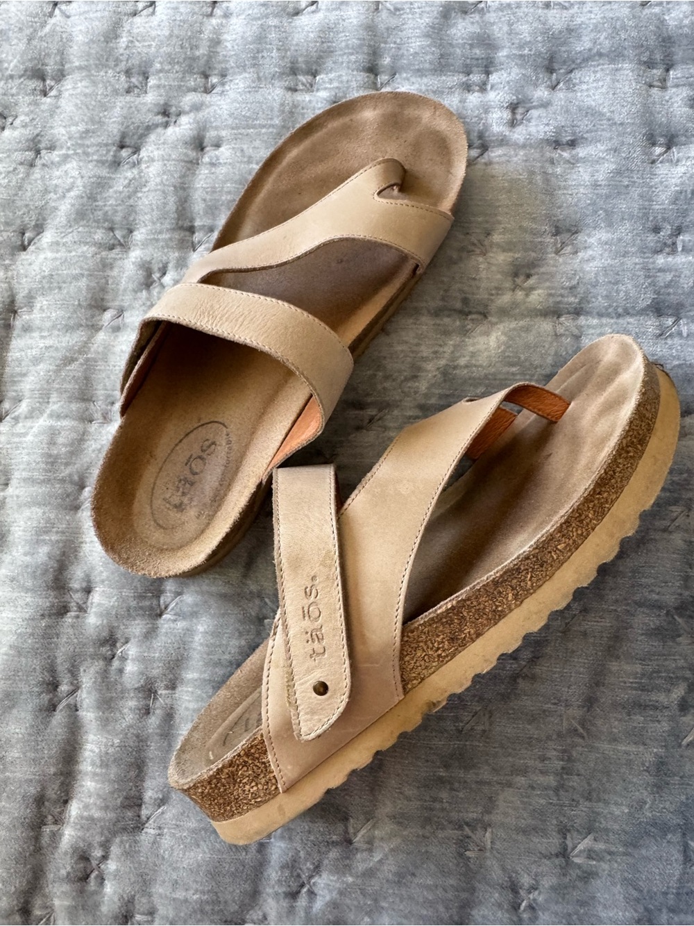 Taos Footwear Beige Tan Cork Platform Sandals